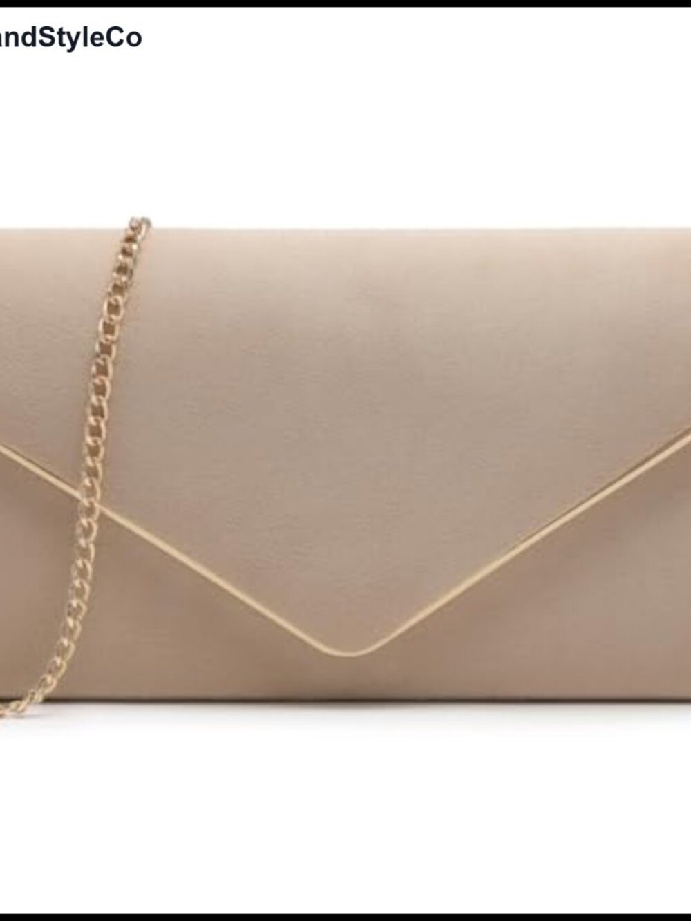 Faux Suede Clutch Purse Evening Bag Bridal Formal Handbag with Gold Chain